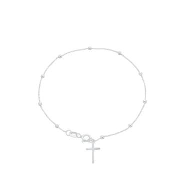 Imagem de Pulseira De Prata 925 Bolinha Com Crucifixo
