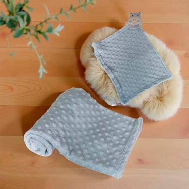 Imagem de Mantinha de Bebê Manta Cobertor Menino Menina Infantil Premium 02 Peça(Hipopotamo Cinza)