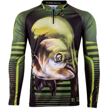 Imagem de Camiseta de Pesca Masculina King Brasil Tambaqui Manga Longa Proteção Solar UV50+