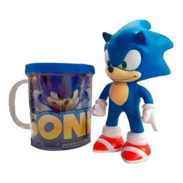 Imagem de Kit Sonic The Hedgehog Caneca + Boneco 16Cm