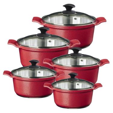 Imagem de Jogo Panelas Vermelho Alumínio Fundido Usinado Javaliaa16A24