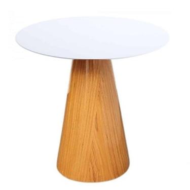 Imagem de Mesa Lateral Cone Base Laminada Em Madeira Natural E Tampo 51 Cm - Laqueado Cor Branco