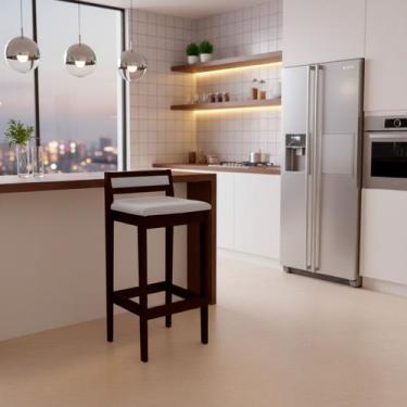 Imagem de Banqueta Baixa 70cm para Bancada Assento Estofado em Linho Cecilia cor