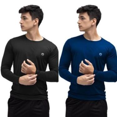 Imagem de Kit 2 Camisa Térmica Uv50+ Masculina Segunda Pele Proteção Solar-Masculino