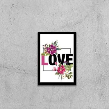 Imagem de Quadro Love Floral 45X34Cm - Com Vidro Moldura Preta