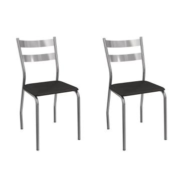 Imagem de Cadeira Sala De Jantar Bali 2c141cr Aço Kit 2 Un Cromado-ano Preto - Kappesberg