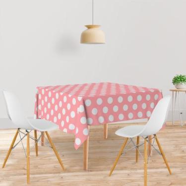 Imagem de Toalha De Mesa Quadrada 4 Lugares Tecido Oxford Poá Rosa Claro -140x14