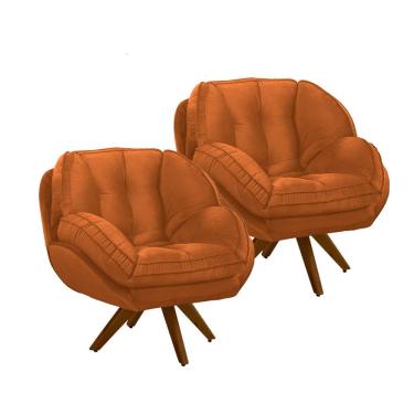 Imagem de Kit 2 Poltronas Evora Base Giratoria Movellu Home
