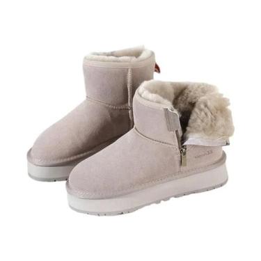 Imagem de Botas De Neve Femininas Com Sola Grossa, Forro De Pelúcia Integrado, Z