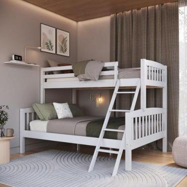 Imagem de Beliche Casal e Solteiro em Madeira Maciça Twink Branco - B&B