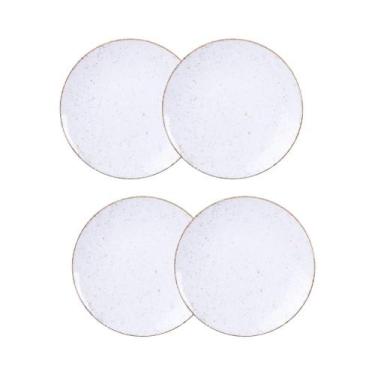 Imagem de Jogo de Pratos Sobremesa Rústico 4 Peças 21 cm Porcelana Decorada Tram