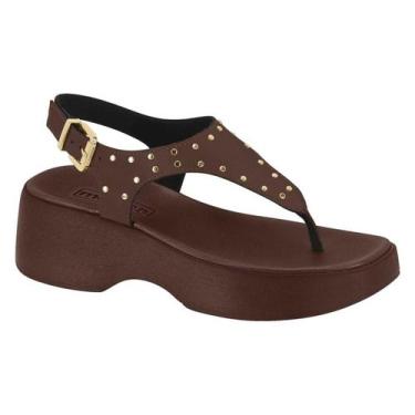 Imagem de Sandália Moleca Flatform Plataforma Meia Pata Tira Dedos, Chocolate, 3