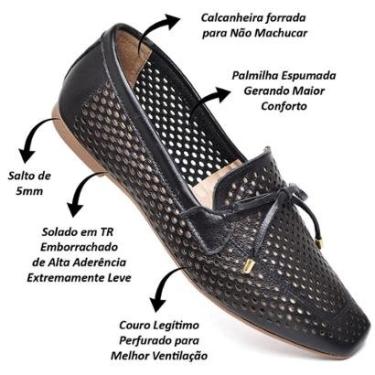 Imagem de Mocassim Feminino Em Couro Confortável Recortado a Laser-Feminino