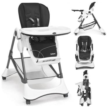 Imagem de Cadeira de Alimentação Cadeirão com 4 Rodas e Cesta de zenamento, INFANS, Cinza