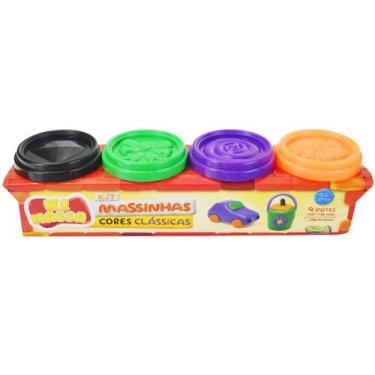 Imagem de Ki massa kit com 4 potes de massinha com 110g sunny, Cores classicas p