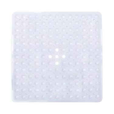 Imagem de Tapete Antiderrapante Para Banho 53x53cm Com Ventosas PVC Quadrado Par