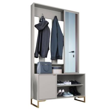 Imagem de Sapateira Cabideiro Com Espelho 1 Porta 100 cm P1067 PP Milani Store