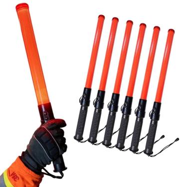 Imagem de Bastao Sinalizador Kit 6 Apito LED Viario Transito Rodovia Emergencia Manobrista Segurança Guarda