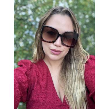 Imagem de Óculos de Sol Feminino Elegante Grande Robusto Sofisticado Cara de Ric