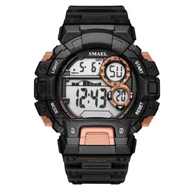 Imagem de Relógio Masculino Esportivo 5ATM Smael Digital 1443 Preto e Rosê-Masculino
