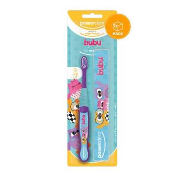 Imagem de Kit Escolar Escovas De Dentes Infantil + Porta Escova Bubu E As Coruji