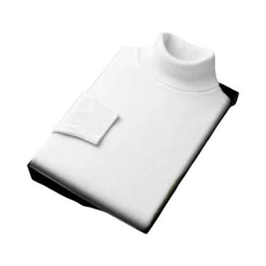 Imagem de Suéter Masculino De Tricô Gola Alta Quente Manga Longa Respirável Pulô