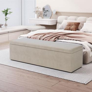 Imagem de Calçadeira Baú Lua em Veludo para Cama Box Casal Queen 160cm