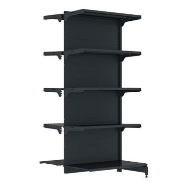 Imagem de Gondola Amapá para Mini Atacarejo Continuação Centro - 2,02mX90cmX30cm 10 Bandejas Preto