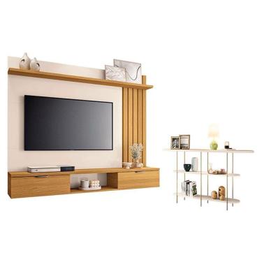 Imagem de Painel Suspenso Lets Cinamomo Off White com Aparador Infinity Off White - HB Móveis
