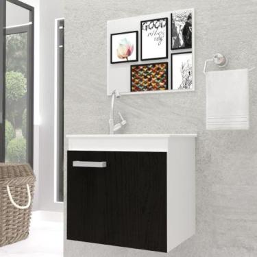 Imagem de Gabinete Banheiro Bari 45 cm Branco C/Fresno Kit Completo - GABINETTO,