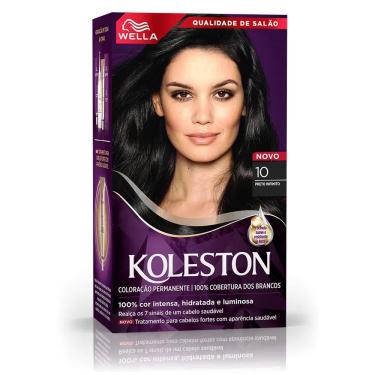 Imagem de Coloração em Creme Preto Infinito 10 Koleston Wella Cobertura de Brancos Kit
