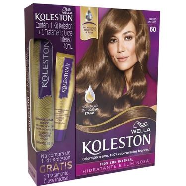 Imagem de Coloração Creme Louro Escuro 60 Koleston Wella Cobertura 100% Fios Brancos Kit Reativador de Cor