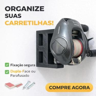 Imagem de Suporte Para Carretilha De Pesca Organizador De Parede e Armario Preto
