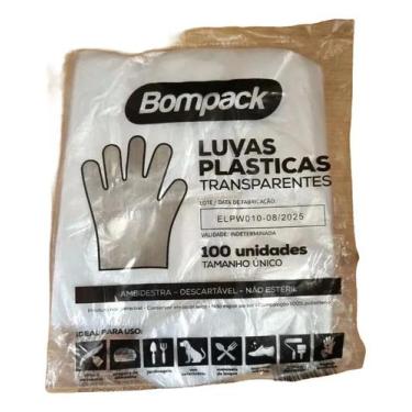 Imagem de Luva Plástica Bompack Descartável Com 100 Unidades