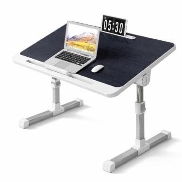 Imagem de Mesa Notebook Ajustavel Sofa Cama Aluminio Madeira Preto Dobravel Arti