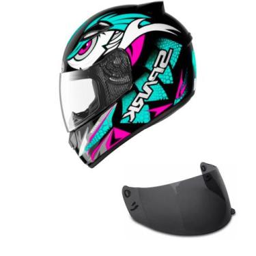 Imagem de Capacete Ebf New Spark Dragon Verde e Rosa Mais Viseira Fumê, 60
