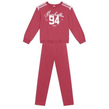 Imagem de Conjunto infantil menina de flor com strass Brandili, 6, Vermelho