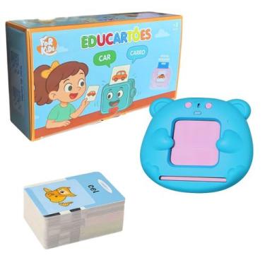 Imagem de Leitor De Cartões Bilíngue Infantil Educativo Com 112 Cartas E 224 Pal