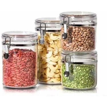 Imagem de Potes Mantimentos Acrílico Fechamento Hermético 4 Pcs - Wincy