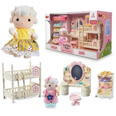 Imagem de Casinha Feliz Mini Cenário Quarto Com Beliche Acessórios E Ovelhinha P