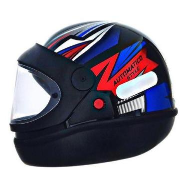 Imagem de Capacete Para Moto Automático EBF Barato Fechado Motoboy, Style Azul, 