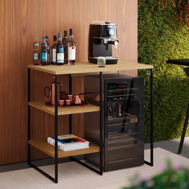 Imagem de Buffet Aparador Adega Bar Bourbon 95cm Estilo Industrial para Sala Jantar Home Bar - Pr...