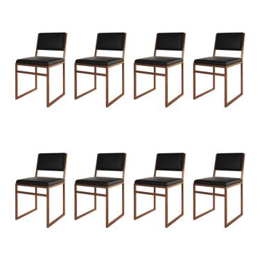 Imagem de Kit 8 Cadeiras Industrial Isa Corino Preto Base Cobre para Mesa Sala Cozinha - Cobre/preto