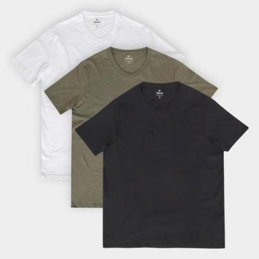 Imagem de Kit Camiseta Hering C/ 3 Peças Masculina, Preto, Branco, M