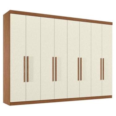 Imagem de Guarda Roupa Casal 8 Portas 4 Gavetas Master New Jatobá Areia Acetinad