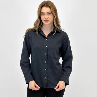 Imagem de Camisa Pacific blue Manga longa Básica Feminina, P, Preto
