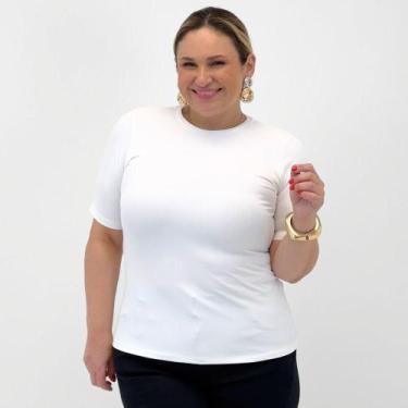 Imagem de Blusa Alpelo Plus Size Básica Canelada Manga Curta Feminina, 48, Alask