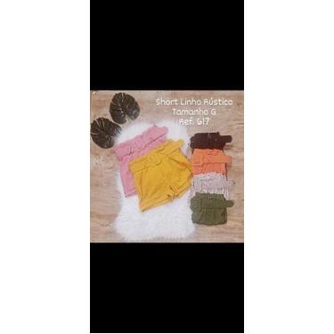 Imagem de Short Feminino Linho Rustico - Maroka Moda, Amarelo, M