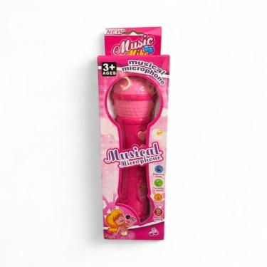 Imagem de Brinquedo Microfone Musical Com Som rosa infantil sem fio - Genérica