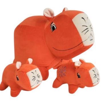 Imagem de Capivara de pelúcia com 2 Filhotes Laranja - Bichinhos De Pelúcia